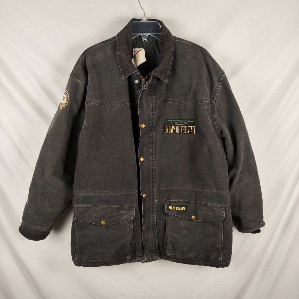Vintage Carhartt Coat Mens XL Black Canvas Enemy Of The State Film Crew 90s